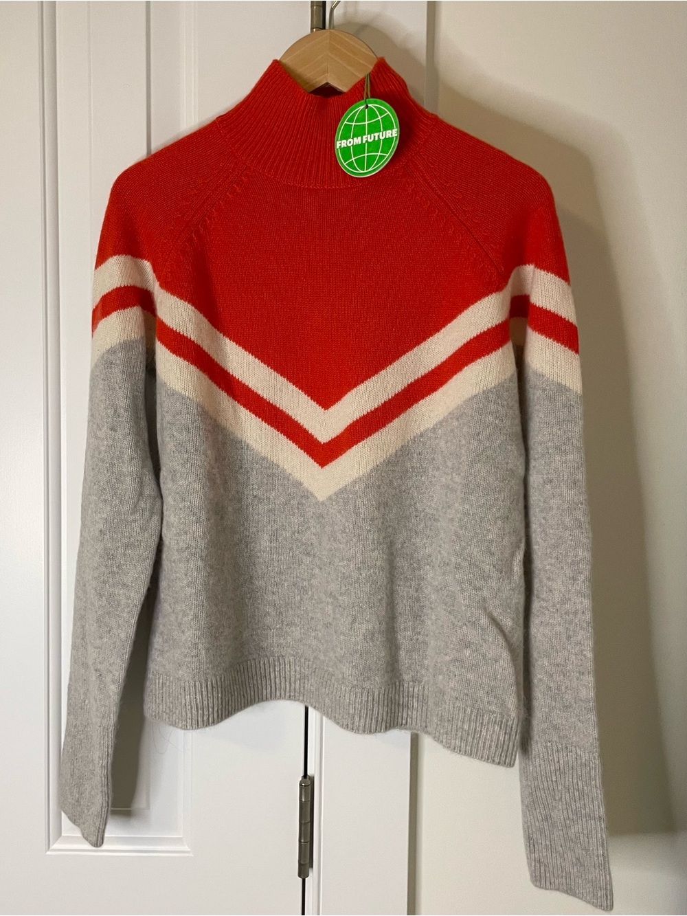 FROM FUTURE Tricolor 100% Cashmere Turtleneck Sweater XS NWT